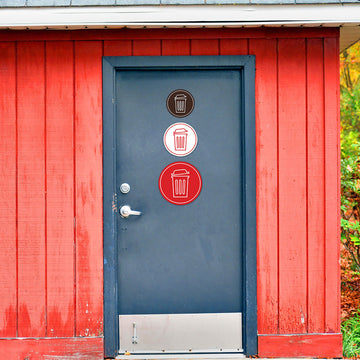 Signs ByLITA Circle Trash Can Graphic Door or Wall Sign | Easy Installation | Durable Construction | Promote Health And Safety | Caution Warning Sign for Home, Business and Office Spaces